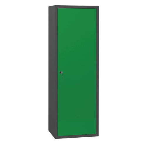 Armoire Penderie Acier Anthracite Portes Vert 600mm - 1 Porte à Clé - 2 Compartiments - Livrée Montée - 7 Ans Garantie