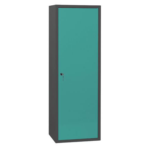 Armoire Penderie Acier Anthracite Portes Vert Clair 60x180cm - 1 Porte à Clé - Livrée Montée