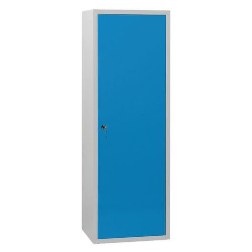 Armoire Penderie Acier Gris Clair Portes Bleu 600mm - 1 Porte, 2 Compartiments, Fermeture à Clé, Livrée Montée