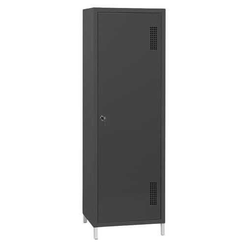 Armoire de rangement L600 Anthracite - 1 porte, 5 compartiments, à clé - Acier, Livrée montée, 7 ans garantie
