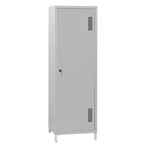 Armoire de rangement L600 Gris clair 1 porte 5 compartiments à clé Acier 1800x600x500mm Livrée montée Garantie 7 ans
