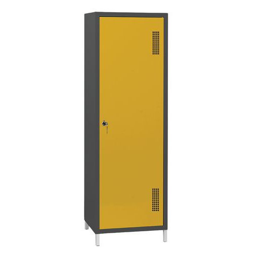Armoire Penderie Vestiaire Acier Anthracite Portes Jaune 6 Compartiments À Clé 180cm Hauteur 7 Ans Garantie