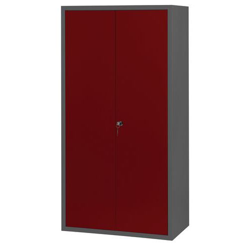 Armoire Penderie-rangement L900 Corps Anthracite Portes Rouge 3002