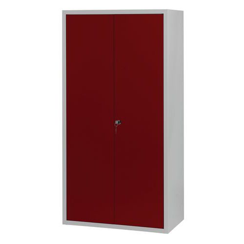 Armoire Penderie-rangement L900 Corps Gris Clair Portes Rouge 3002