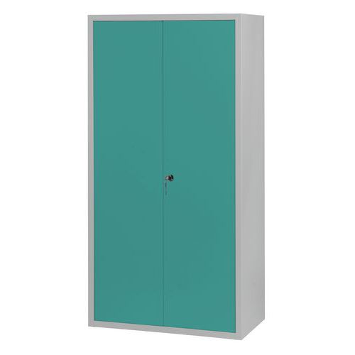 Armoire Penderie-rangement L900 Corps Gris Clair Portes Amande 6027