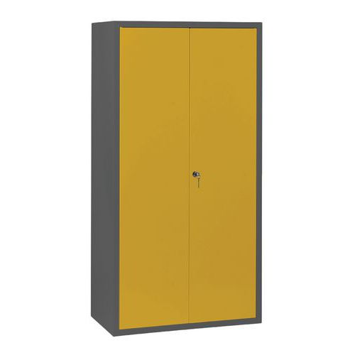 Armoire Ménage L900 Corps Anthracite Portes Jaune 1018