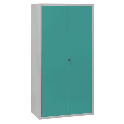 Armoire de ménage L900 - Vestiaire 2 portes à clé Gris clair Vert amande - 900x1800x500mm - Acier - Livré monté