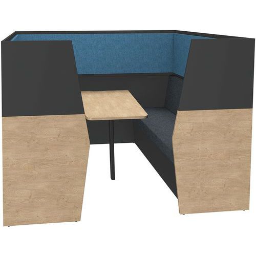 Box Acoustique 6pl. Avec Table Chêne Clair/carbone / Bleu