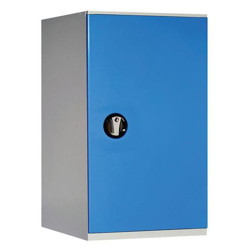 Anjou Tolerie - Armoire basse d'atelier - 500x580xH1000mm - Gris clair/Bleu - 1 porte à clé - 2 tablettes - 1000kg charge max
