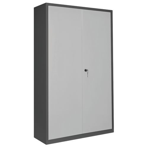 Armoire de rangement vestiaire L1200mm Anthracite/Gris Clair 2 portes 5 compartiments à clé livrée montée garantie 7 ans