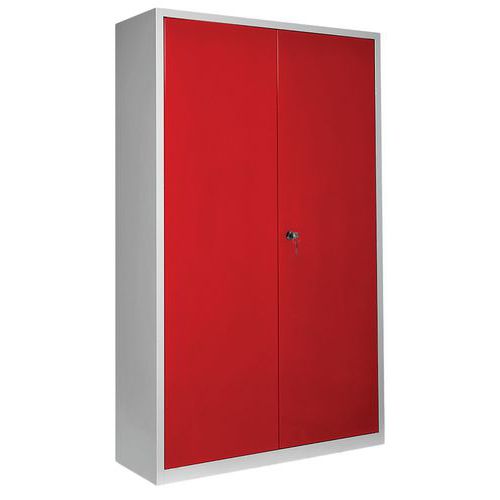 Armoire Vestiaire L1200 Gris Clair Portes Rouge 2 Portes 5 Compartiments Acier Livré Monté 7 Ans Garantie