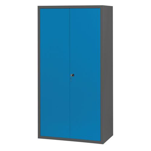 Armoire Penderie Rangement Acier Anthracite Portes Bleues 120cm 6 Compartiments À Clé Livrée Montée 7 Ans Garantie