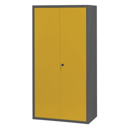 Armoire Penderie-rangement L1200 Corps Anthracite Portes Jaune 1018