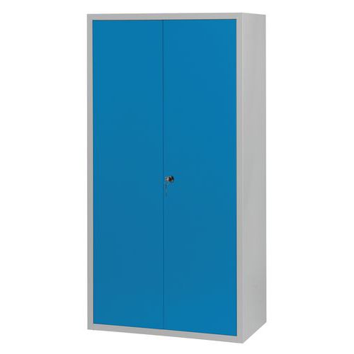 Armoire Penderie-rangement L1200 Corps Gris Clair Portes Bleu 5012