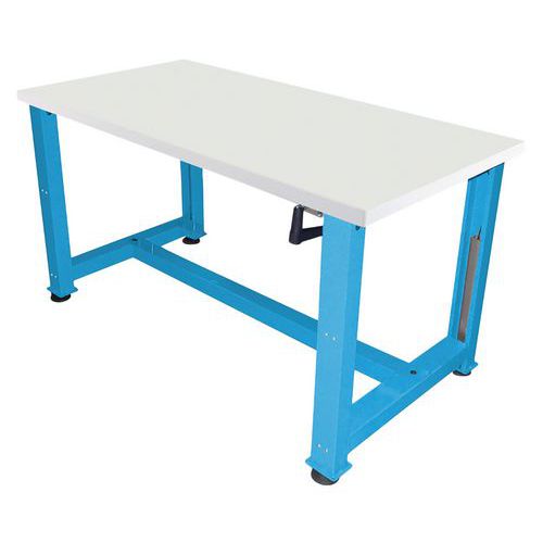 Etabli réglable manivelle - Plateau stratifié 1750x750x737/1037 cm Bleu 5012 - Anjou Tolerie