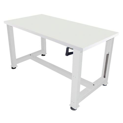 Etabli réglable manivelle - Plateau stratifié 1750x750x737/1037 cm Gris 7035 - Anjou Tolerie