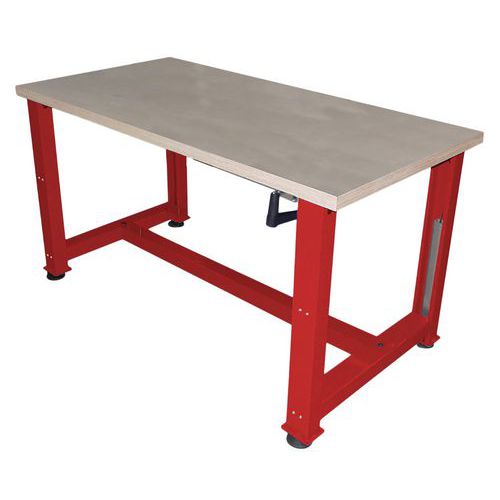 Etabli à manivelle multiplis 1750x750x740/1040 cm Rouge - Anjou Tolerie