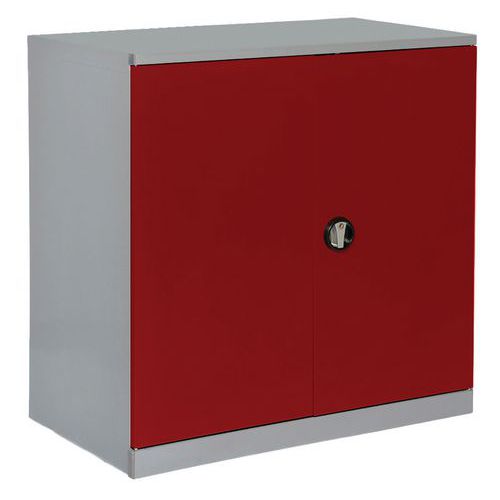 Anjou Tolerie - Armoire Basse Atelier - 1250x580xH1000mm - Gris Clair/Rouge - 2 Tablettes - Acier - 160kg - Livré Monté - 7 Ans Garantie