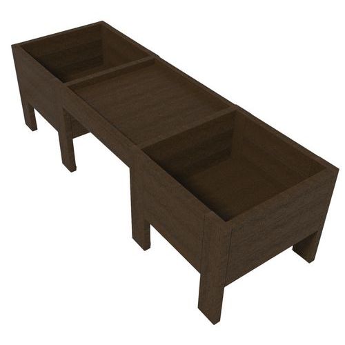 Lot De 2 Jardinières 4 Pieds Et Table De Rempotage Au Milieu - Marron