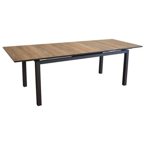 Proloisirs - Table d'extérieur Tahaa HPL 180/240 cm Graphite/Bois - Rectangulaire - Usage Collectivité - Résistante