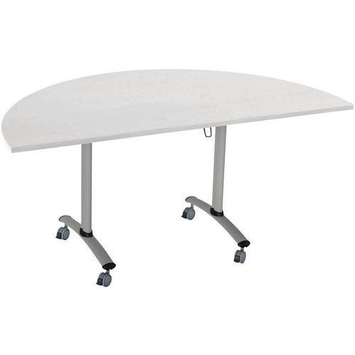 Table Pliante Axe Stratifiée Demi-lune 136x68 Cm Gris/alu