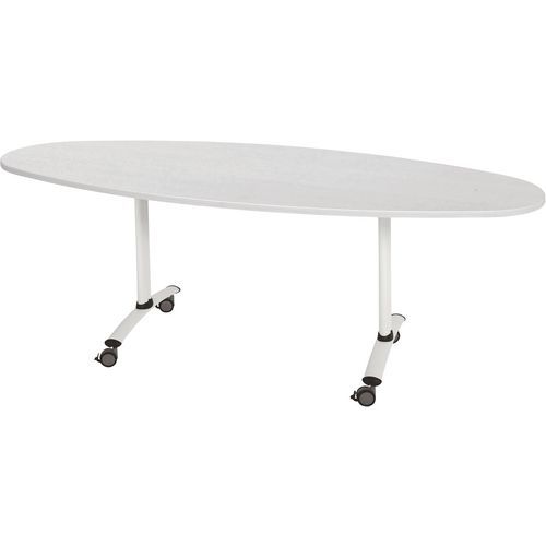 Table Pliante Axe Stratifiée Ovale 200x90 Cm Gris/blanc