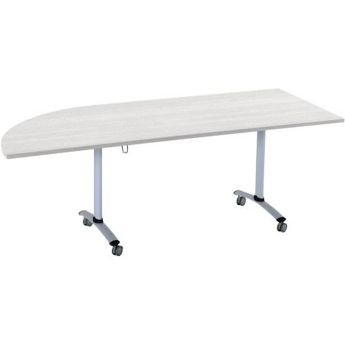 Table Axe Stratifiée Angle Intégré Gauche 205x80 Cm Gris/alu