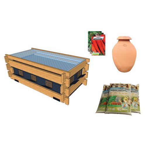 Pack Complet : Potager Au Sol 05m² - Terreau 150l - Ollas - Graines