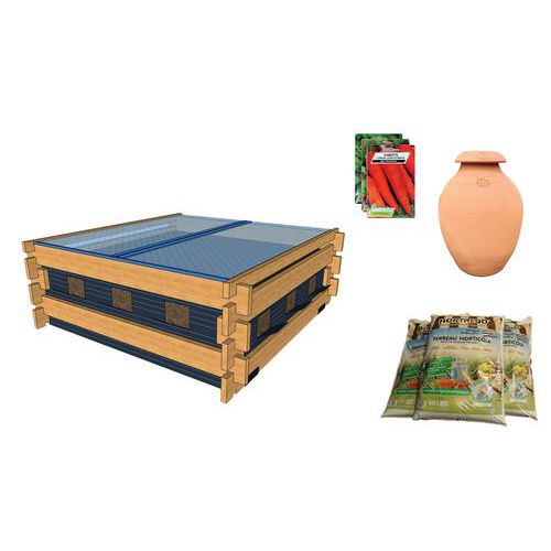 Pack Complet : Potager Au Sol 1m²- Terreau 300l - Ollas - Graines