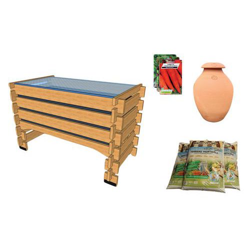 Pack Complet : Potager 05m² Haut 68 Cm Terreau 150l - Ollas - Graines