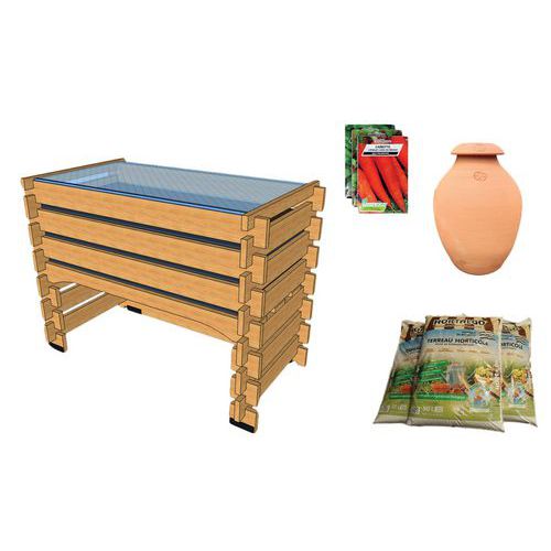 Pack Complet : Potager 05m² Haut 80 Cm Terreau 150l - Ollas - Graines