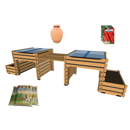 Pack Complet : Potager Pmr 4m² - Terreau 900l -ollas - Graines
