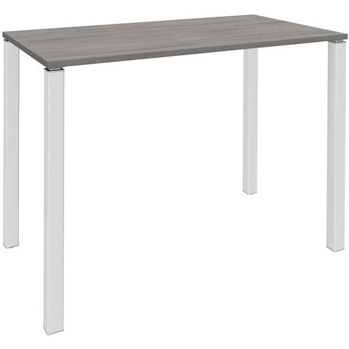 Table Haute 4 Pieds L140xh105xp60cm Chêne Gris/pied Blanc