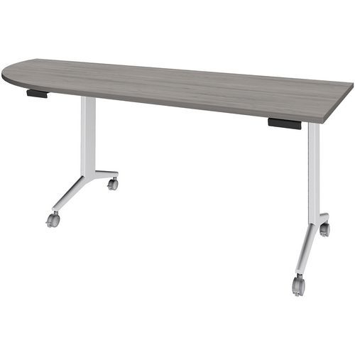 Table 200x80 Cm Angle Gauche Chêne Gris/pied Blanc