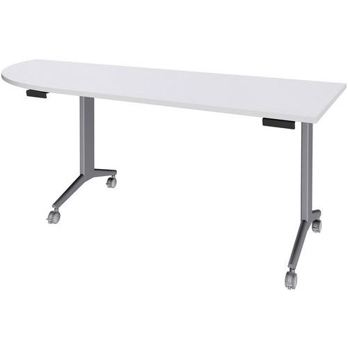 Table 200x80 Cm Angle Gauche Blanc/pied Alu