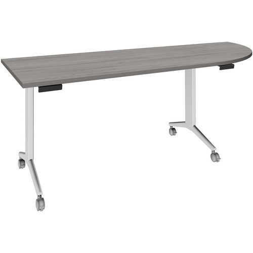 Table 200x80 Cm Angle Droit Chêne Gris/pied Blanc