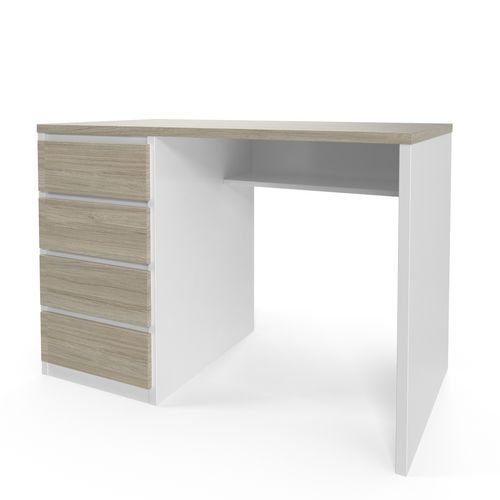 Bureau Viva Avec Tiroirs À Gauche 110 X 76 X 60 Cm Huître / Chêne Blanc