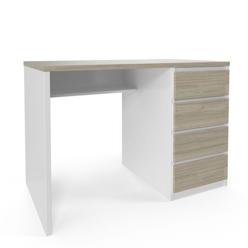 Bureau Viva Avec Tiroirs À Droite 110 X 76 X 60 Cm Huître / Chêne Blanc