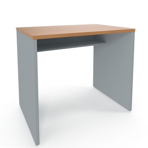 Bureau Viva - Droit 90x76x60cm Hêtre/Gris - Design Classique - Plateau 25mm - Idéal Espace de Travail