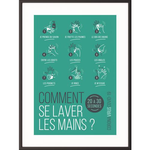 Cadre D'affichage lavez-vous Les Mains 50x70 Cm- Paperflow