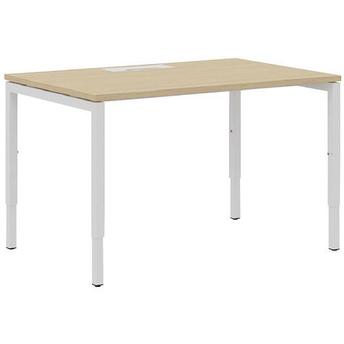 Manutan Expert - Bureau Droit 180 cm Pieds U Ajustables Chêne/Blanc - Hauteur 62-85 cm - Éco-responsable - Garantie 10 ans