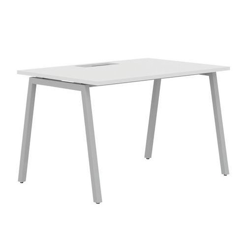 Manutan Expert - Bureau Droit 120 cm Blanc/Argent Misao - 74x120x80 cm - Éco-responsable, Télétravail