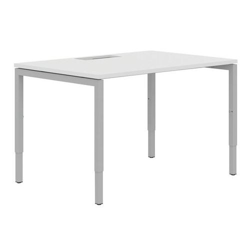 Manutan Expert - Bureau Droit Misao 140cm Blanc/Argent - Pieds U Ajustables - Télétravail Éco-responsable