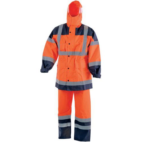 Complet De Pluie Haute Visibilité Orange Fluo De Taille Xl