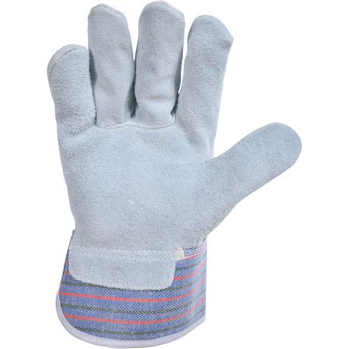 10 Gants De Manutention De Protection En Cuir Croûte Et Toile Ordinaire