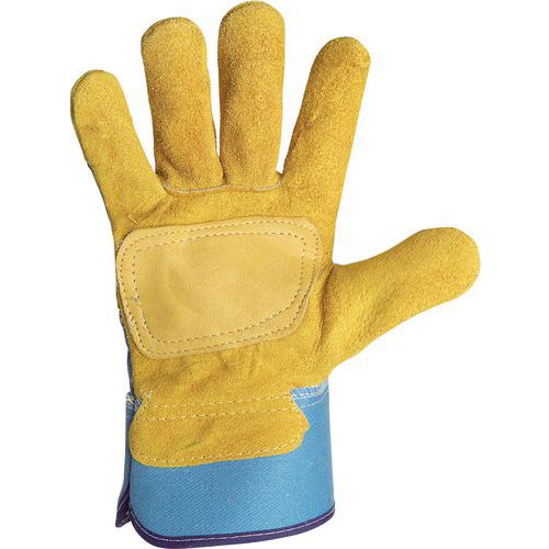 Gants De Manutention En Cuir De Couleur Jaune Et Renfort Fleur