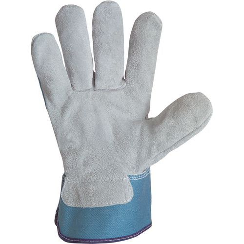 Lot De 10 Gants De Manutention En Cuir Croûte Supérieure De Couleur Bleu