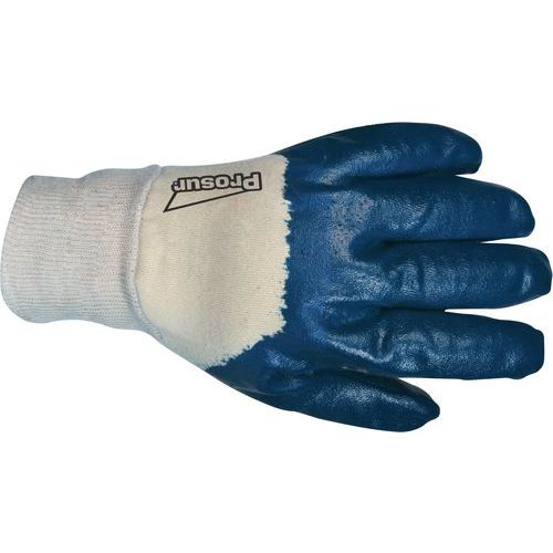 Gants De Manutention En Coton Nitrile Bleu Sur Molleton De Taille 10