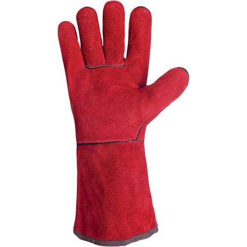 Gants De Protection Thermique Soudeur Croûte Rouge Avec Manchette 15 Cm