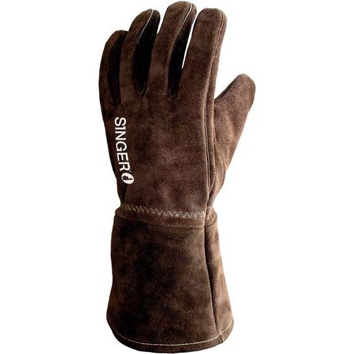 Gants De Protection Thermique Cuir Soudeur Croûte Marron De Taille 10